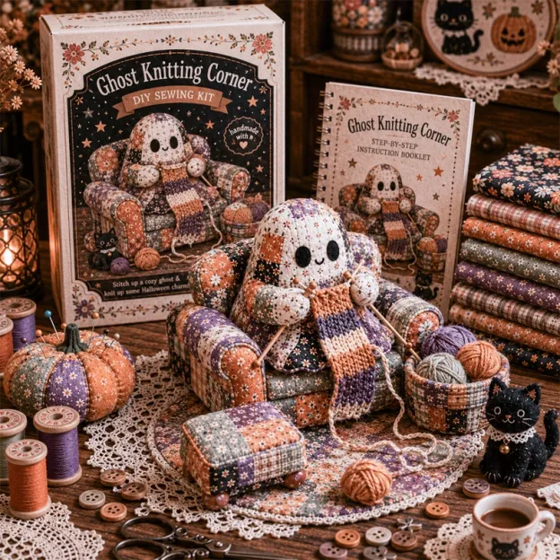 👻 Cozy Ghost Corner DIY Sewing Kit – Cute Patchwork Ghost Plush Craft Kit
