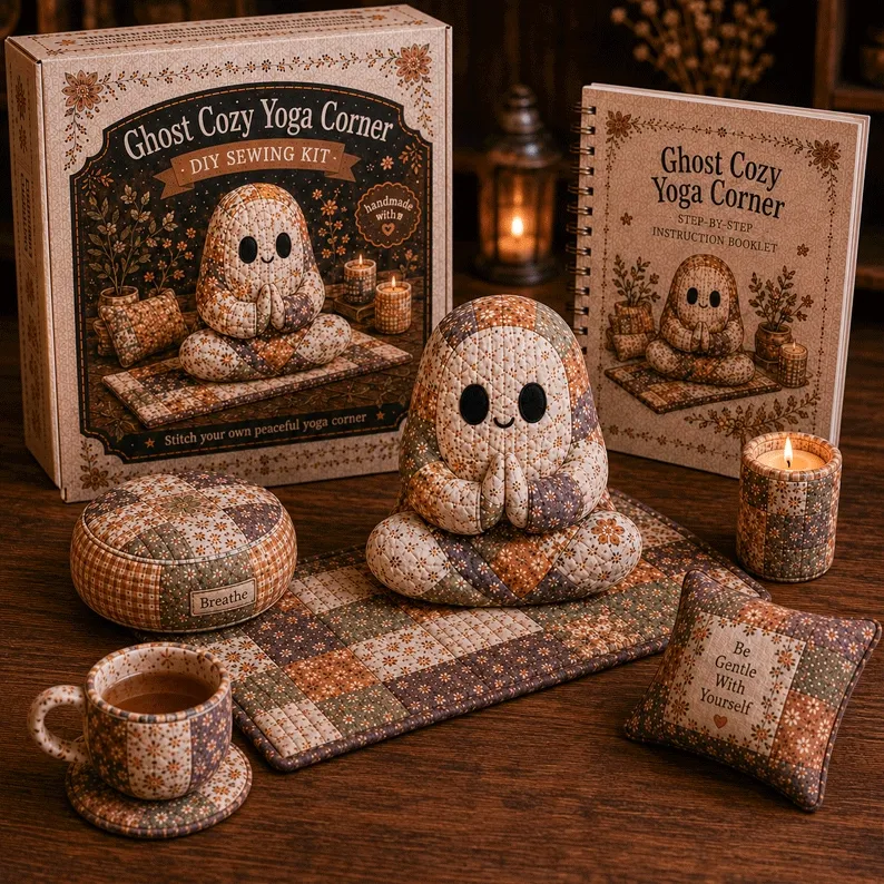 👻 Cozy Ghost Corner DIY Sewing Kit – Cute Patchwork Ghost Plush Craft Kit