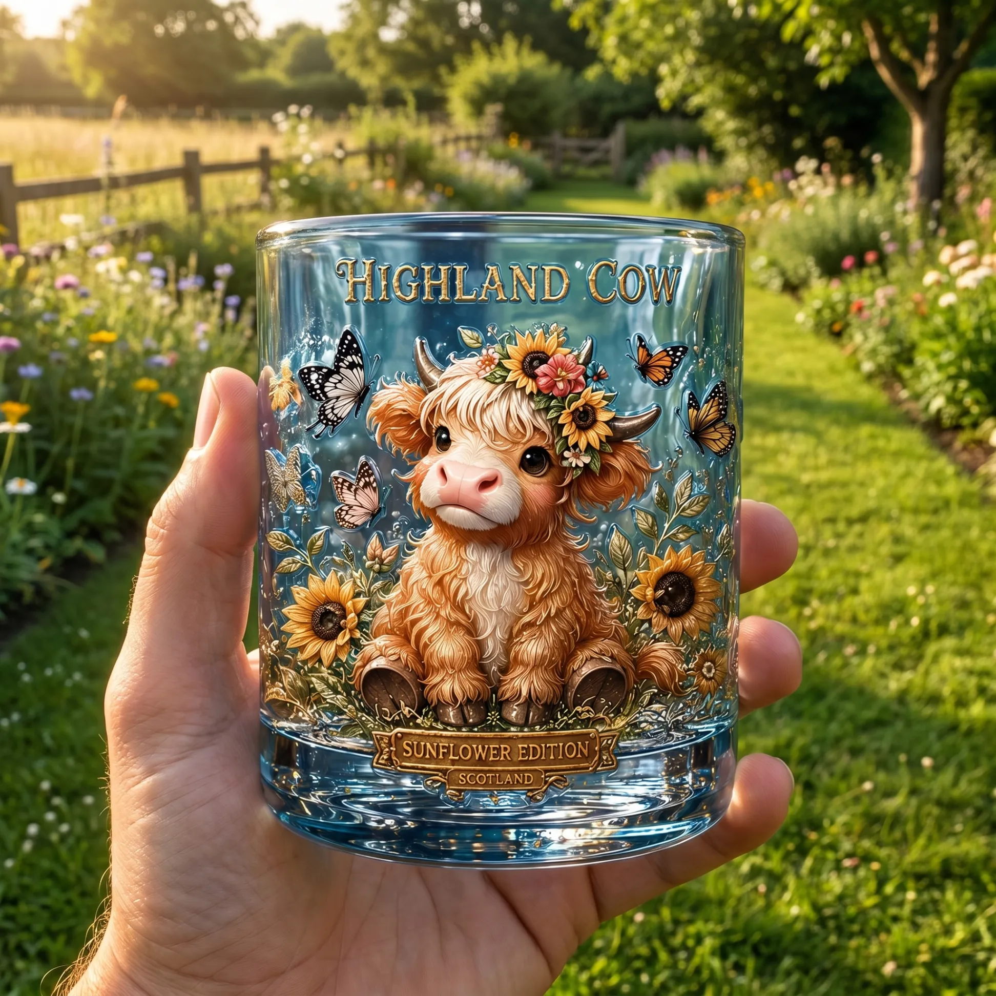 🐂🌻 Highland Cow Sunflower Edition Glass