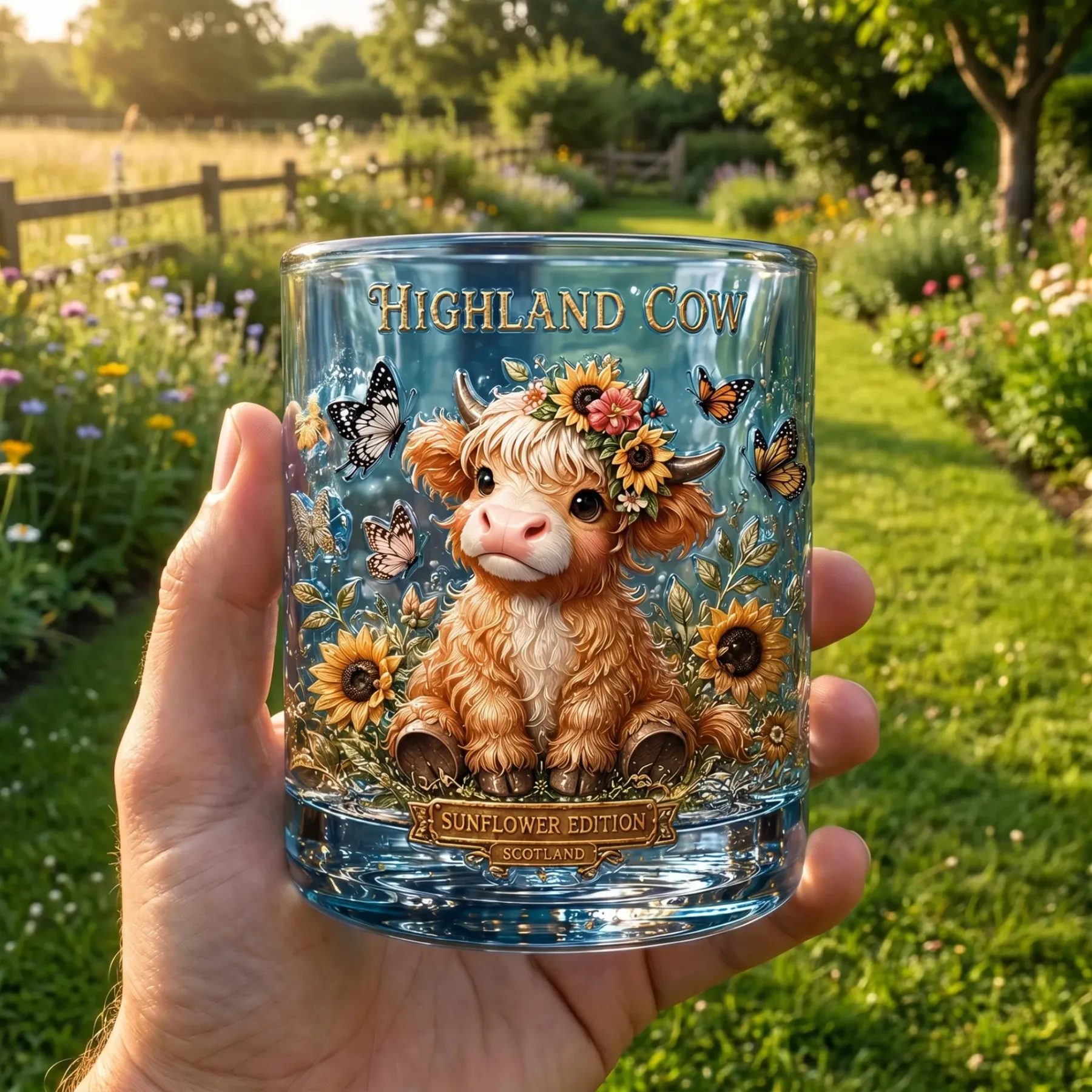 🐂🌻 Highland Cow Sunflower Edition Glass