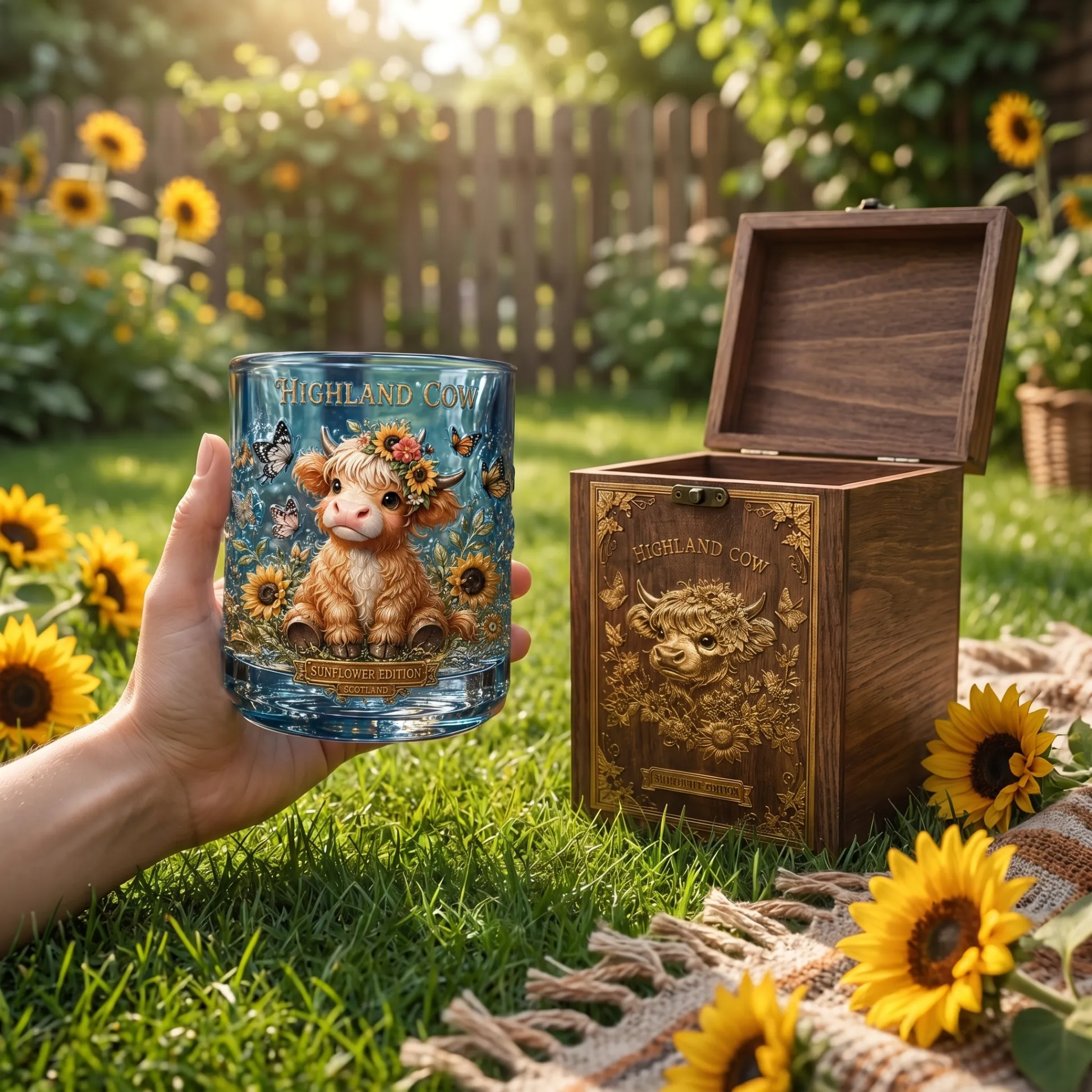 🐂🌻 Highland Cow Sunflower Edition Glass