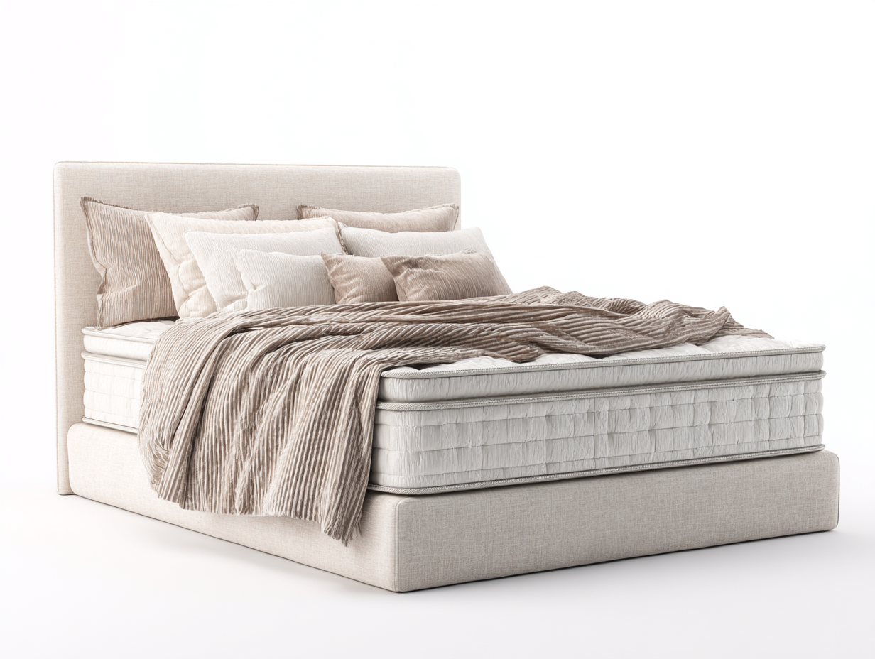 Letto matrimoniale - tessuto - 214x174x100 cm - beige - stile contemporaneo-Pinegolab