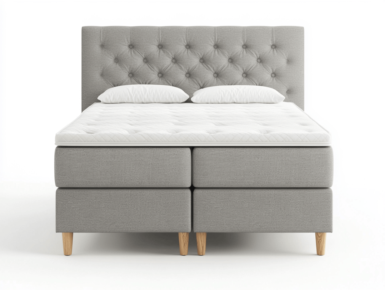 Letto matrimoniale - tessuto - 216x176x104 cm - grigio chiaro - stile contemporaneo-Pinegolab