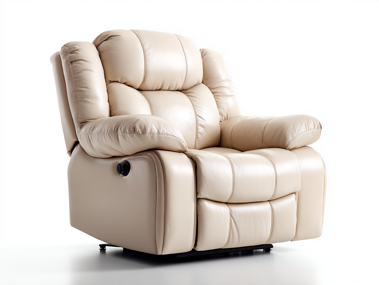 Poltrona reclinabile - pelle-metallo - 99x94x107 cm - beige - comfort elegante-Pinegolab