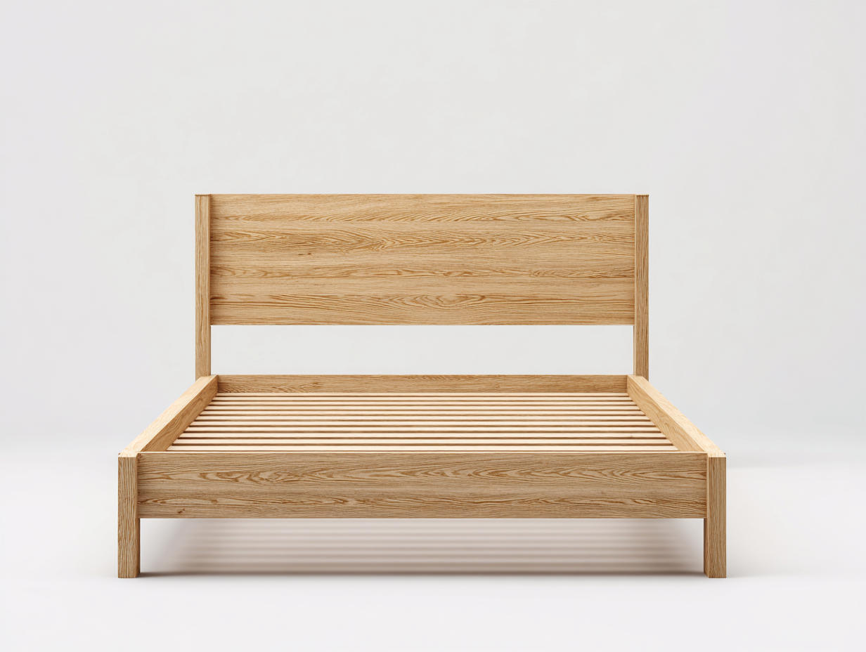 Letto matrimoniale - legno - 214x174x92 cm - legno naturale - stile essenziale-Pinegolab