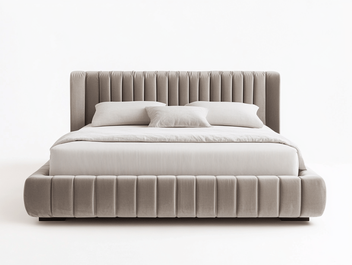 Letto matrimoniale - tessuto - 218x178x102 cm - beige chiaro - stile moderno-Pinegolab