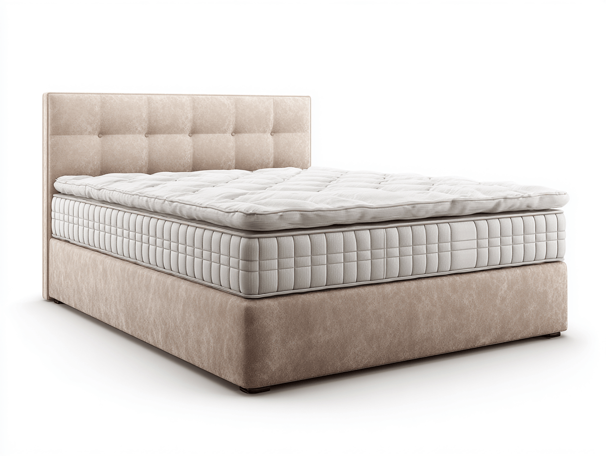 Letto matrimoniale - tessuto - 215x175x102 cm - beige chiaro - stile moderno-Pinegolab