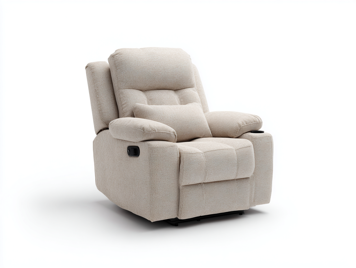 Poltrona reclinabile - tessuto-metallo - 96x91x104 cm - beige - relax contemporaneo-Pinegolab