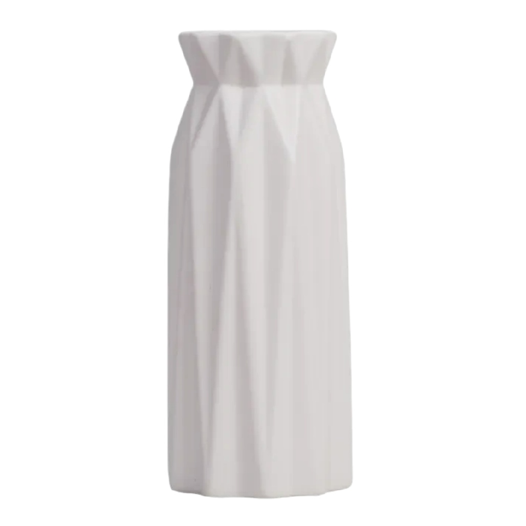 Vase Origami en Céramique Blanche - Design Géométrique Moderne-woodsera