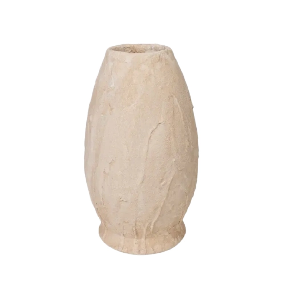 Grand Vase en Grès à Texture Rugueuse - Beige Naturel-woodsera
