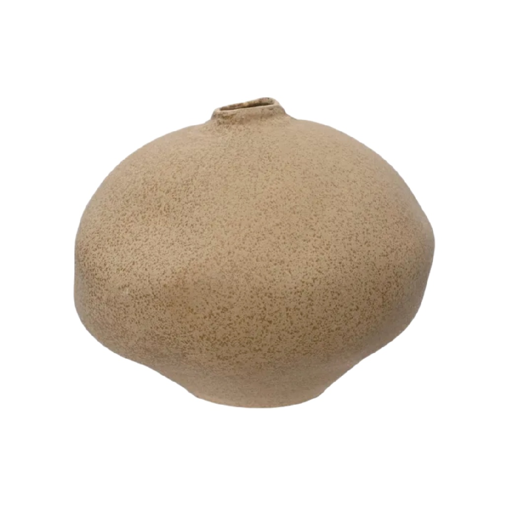 Vase Boule en Céramique Grès à Texture Granitée - Style Organique Wabi-sabi-artiweld