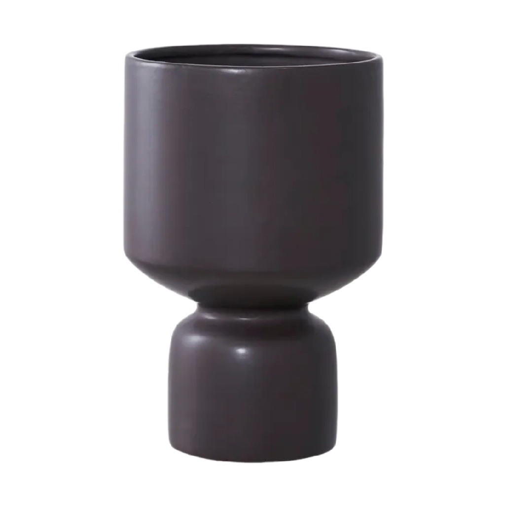 Vase sur Pied en Céramique Anthracite Mat - Design Contemporain Épuré-artiweld
