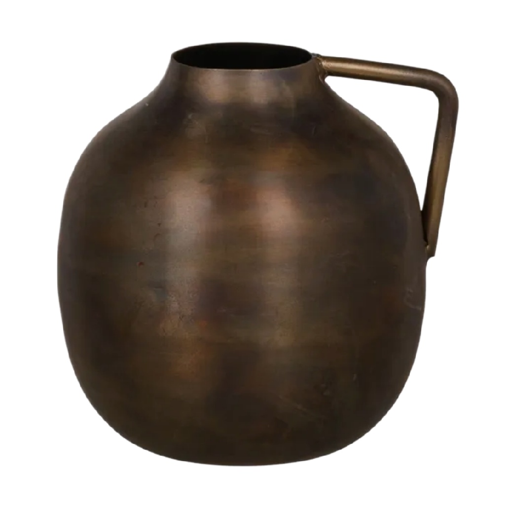 Vase Pichet en Céramique Bronze Vieilli à Anse Angulaire - Style Industriel Chic-artiweld