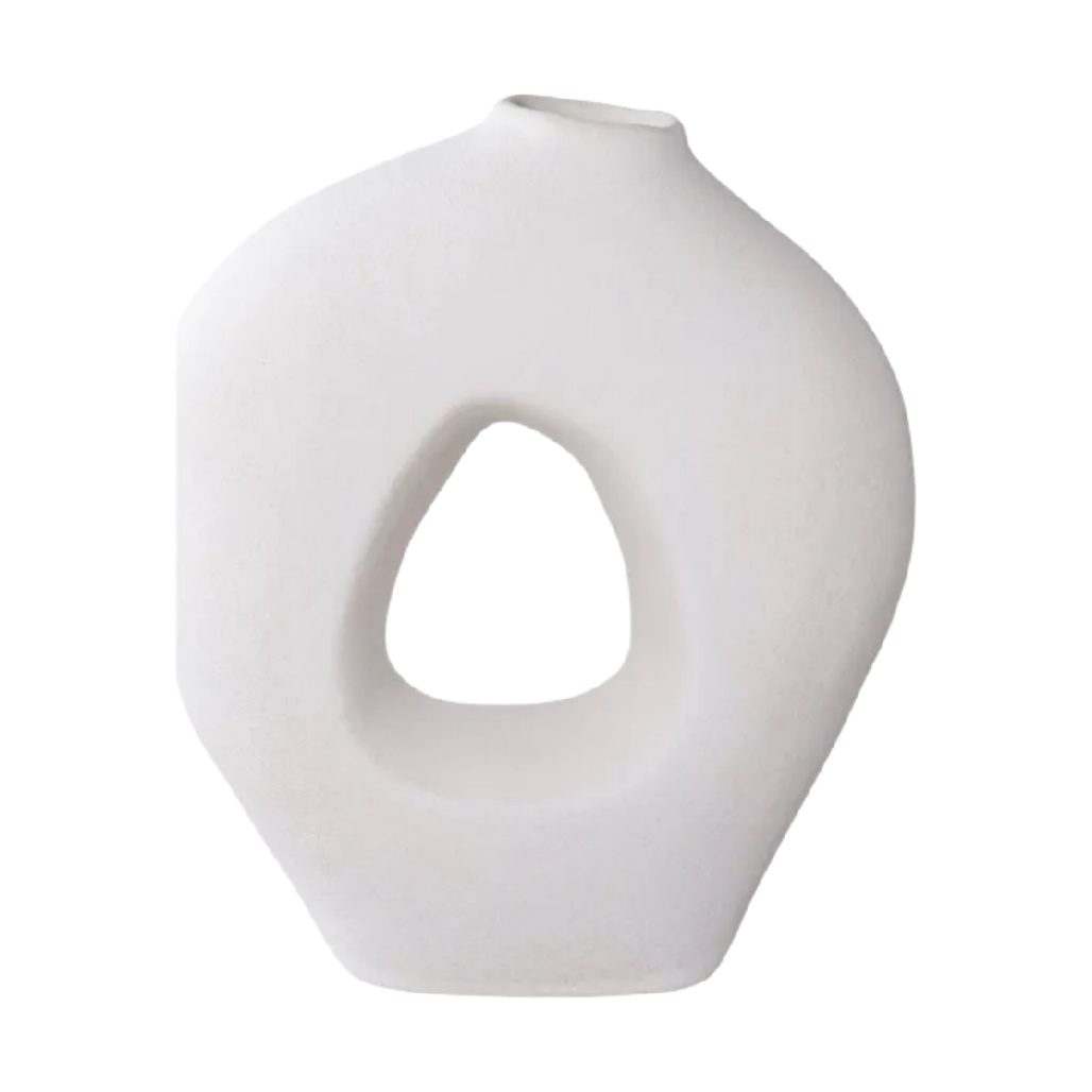Vase Anneau en Céramique Blanche à Trou Central - Design Abstrait Contemporain-artiweld