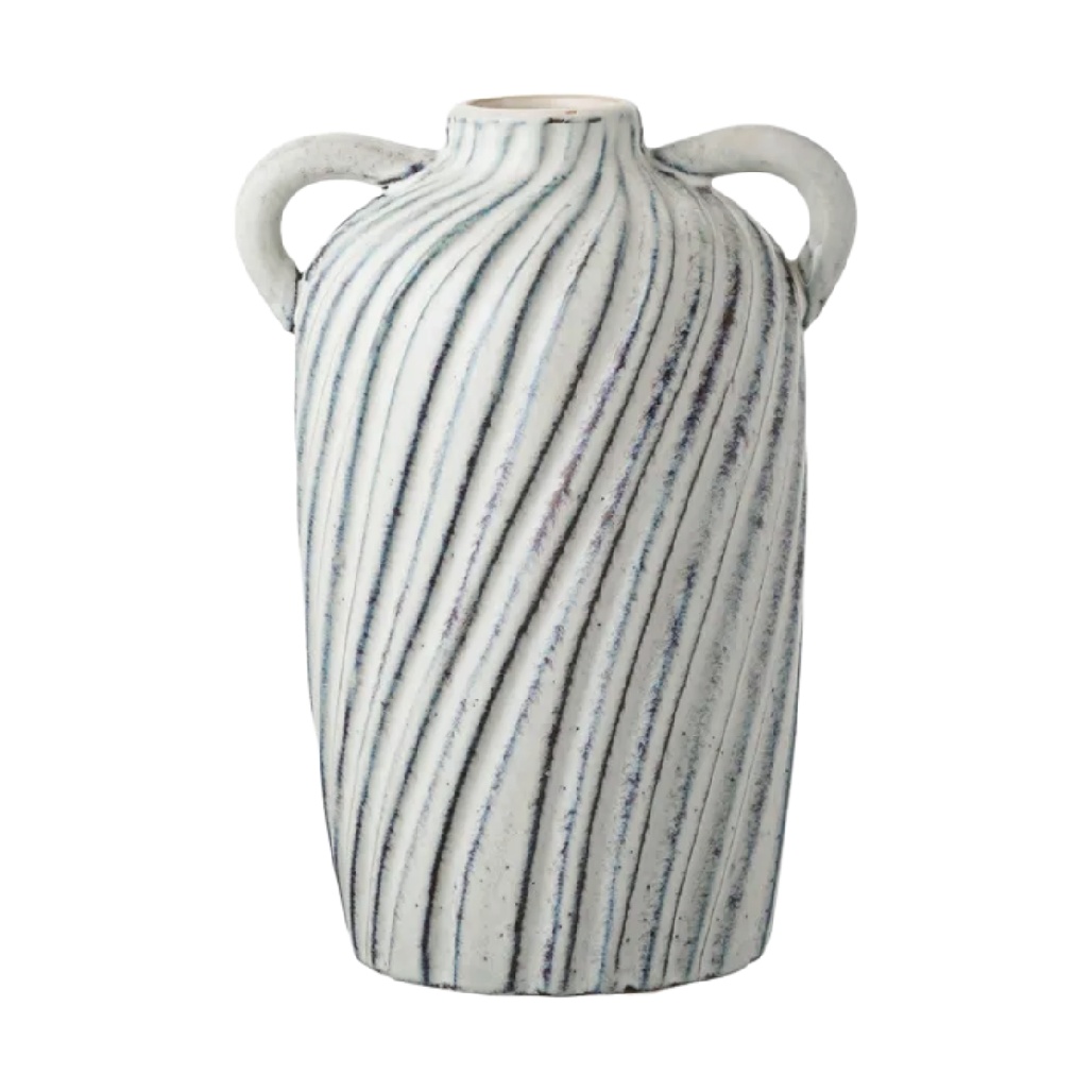 Vase Amphore en Céramique à Cannelures Spirales - Style Néo-Classique Rustique-artiweld