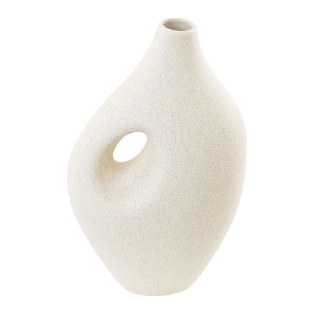 Vase Sculptural en Céramique Blanche à Anse Intégrée - Design Organique Moderne-carveonix