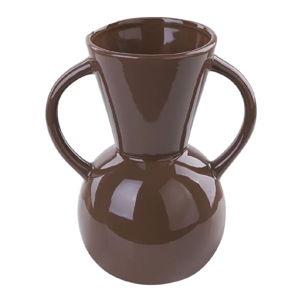 Vase Amphore Sculptural en Céramique Chocolat - Design Néo-Classique Épuré-carveonix