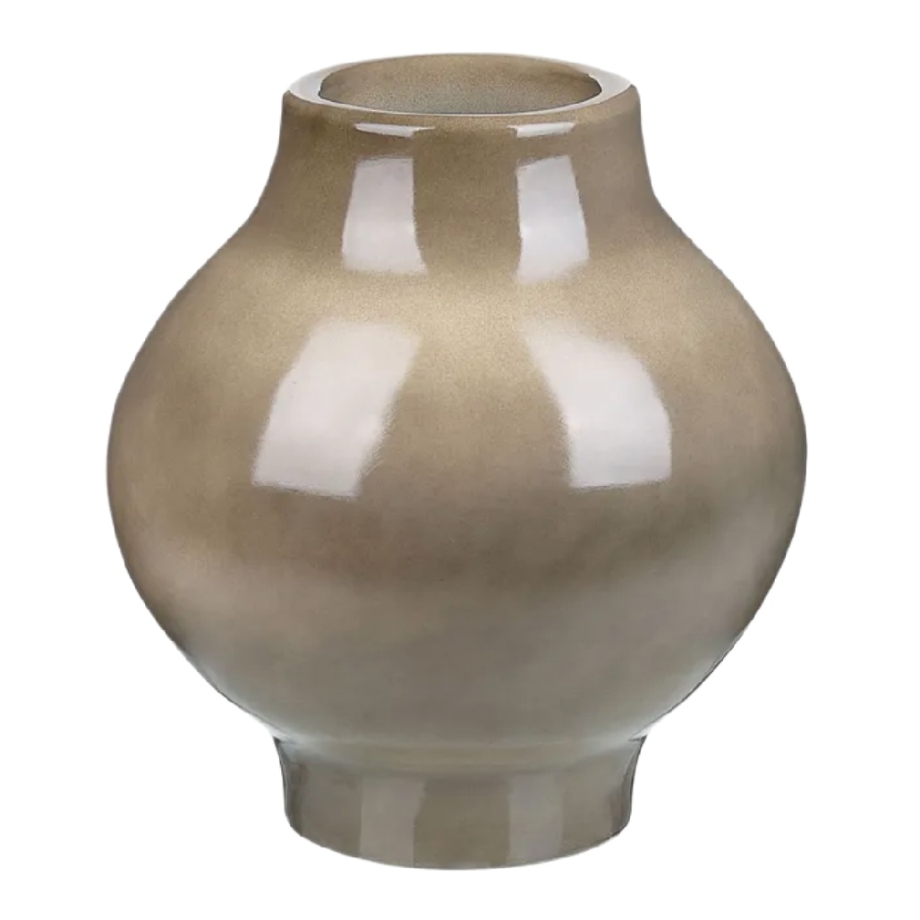 Vase Bulbe en Céramique Beige Taupe Lustré - Design Intemporel-carveonix