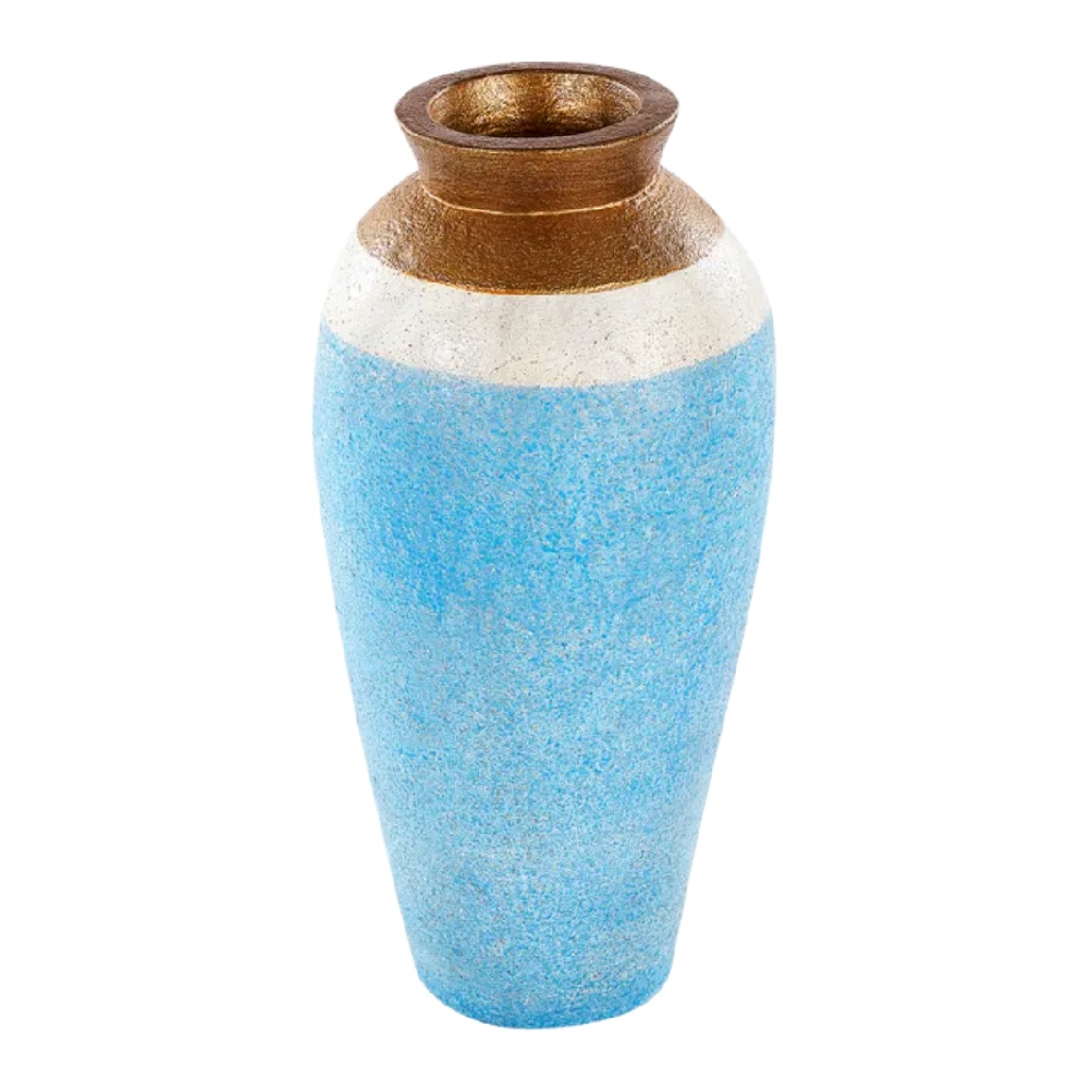 Vase Conique en Céramique à Texture Sablée Tricolore - Design Méditerranéen Moderne-carveonix