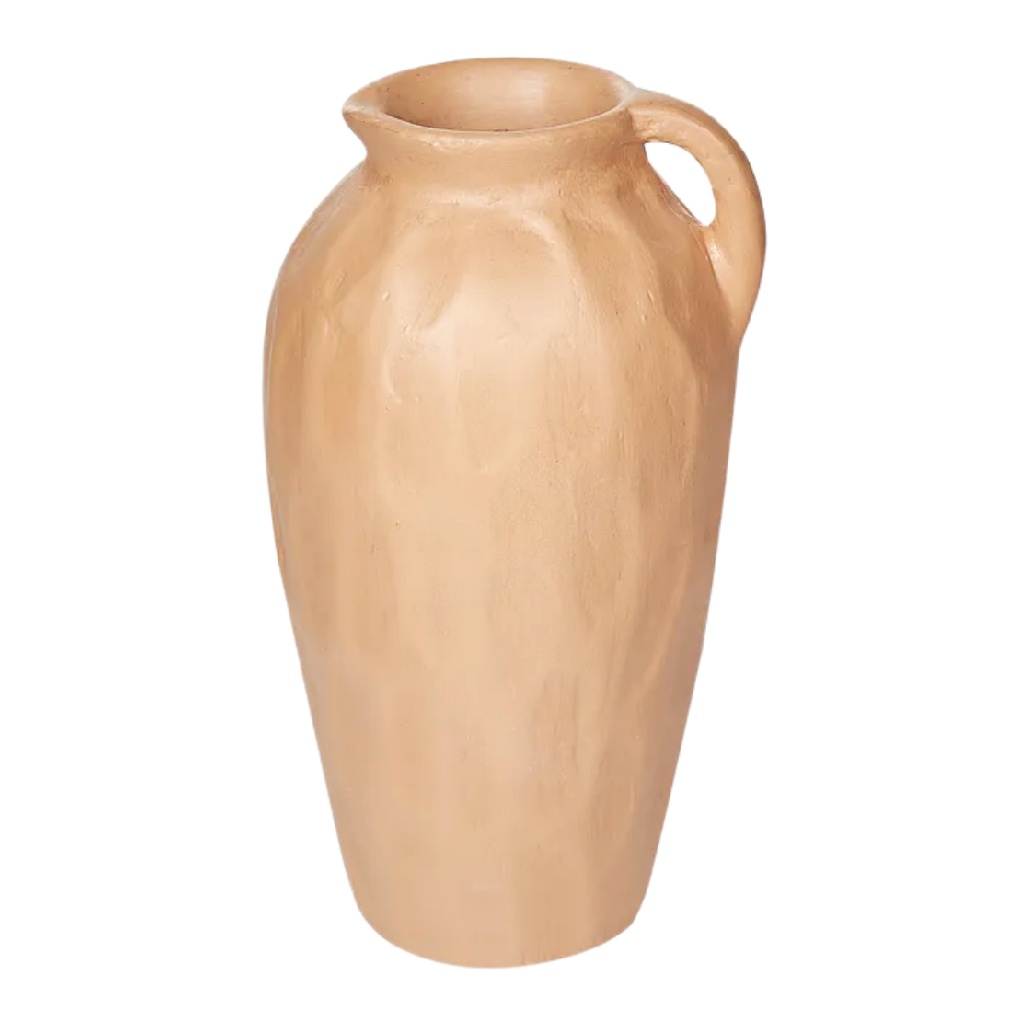 Grand Vase Pichet en Céramique à Facettes Artisanales - Style Rustique Terre de Sienne-carveonix