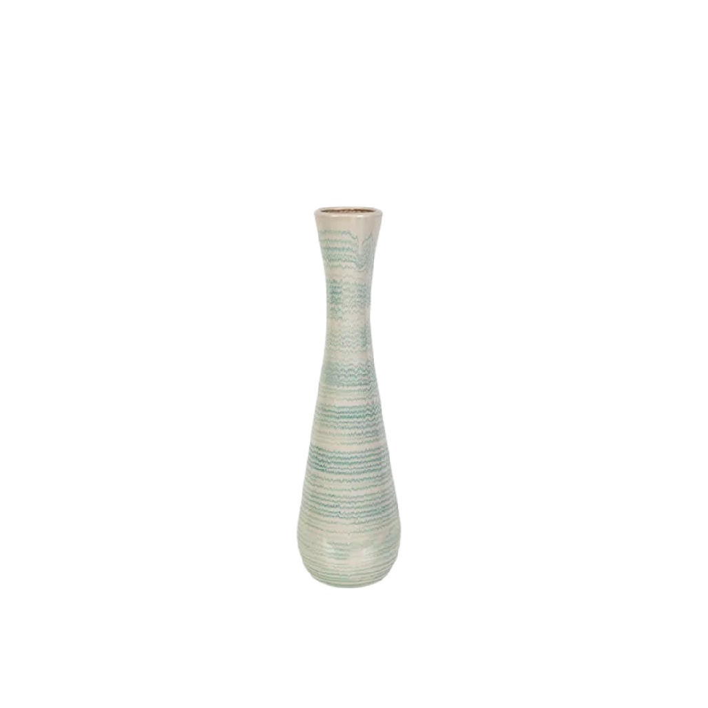 Vase Fuseau en Céramique à Stries Menthe - Design Élancé Contemporain-carveonix