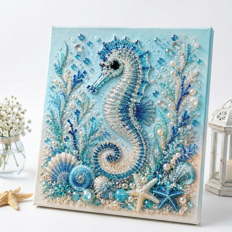 🌊Ocean Theme Pearl Art DIY Kit-Relaxing DIY Craft to Create Stunning Coastal Artwork