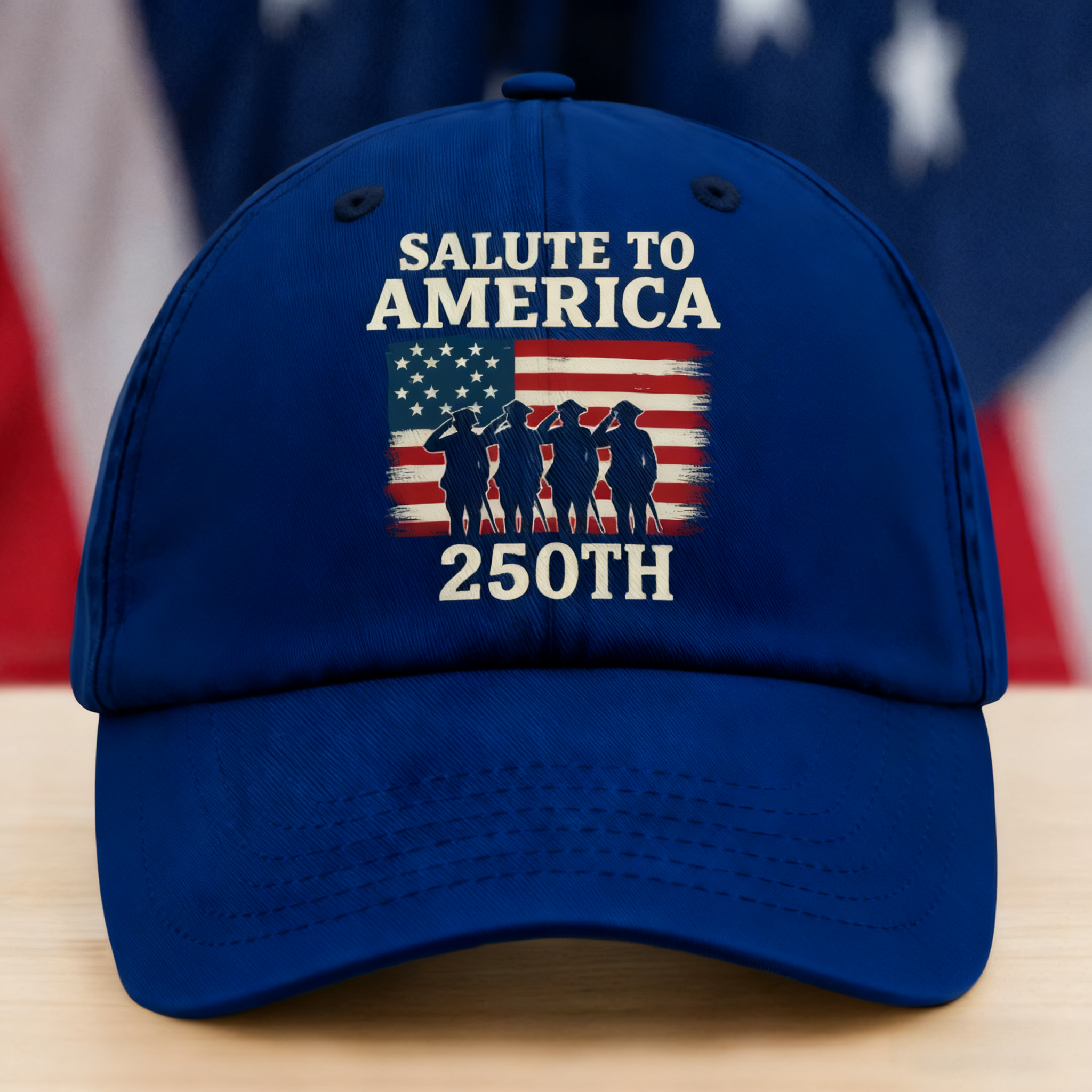 Salute To America 250th Veteran Washed Denim Baseball Cap Happy America 250 Gifts