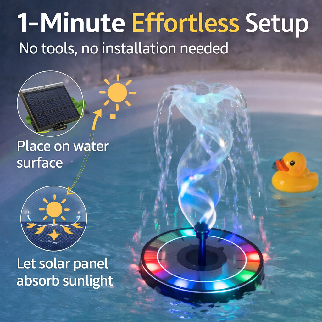 Solar-Powered LED Pool Fountain - Perfect Upgrade for Your Swimming Pool