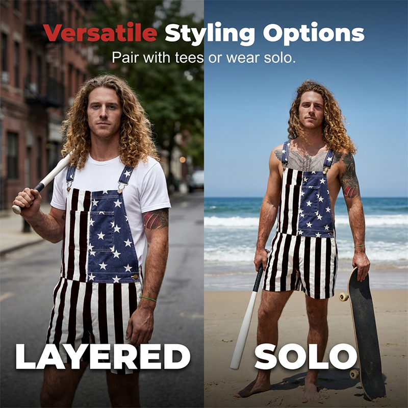 👖 LIMITED-TIME 50% OFF! 🇺🇸 American Flag Overalls Shorts – Unisex, Denim, Adjustable, Patriotic ✨