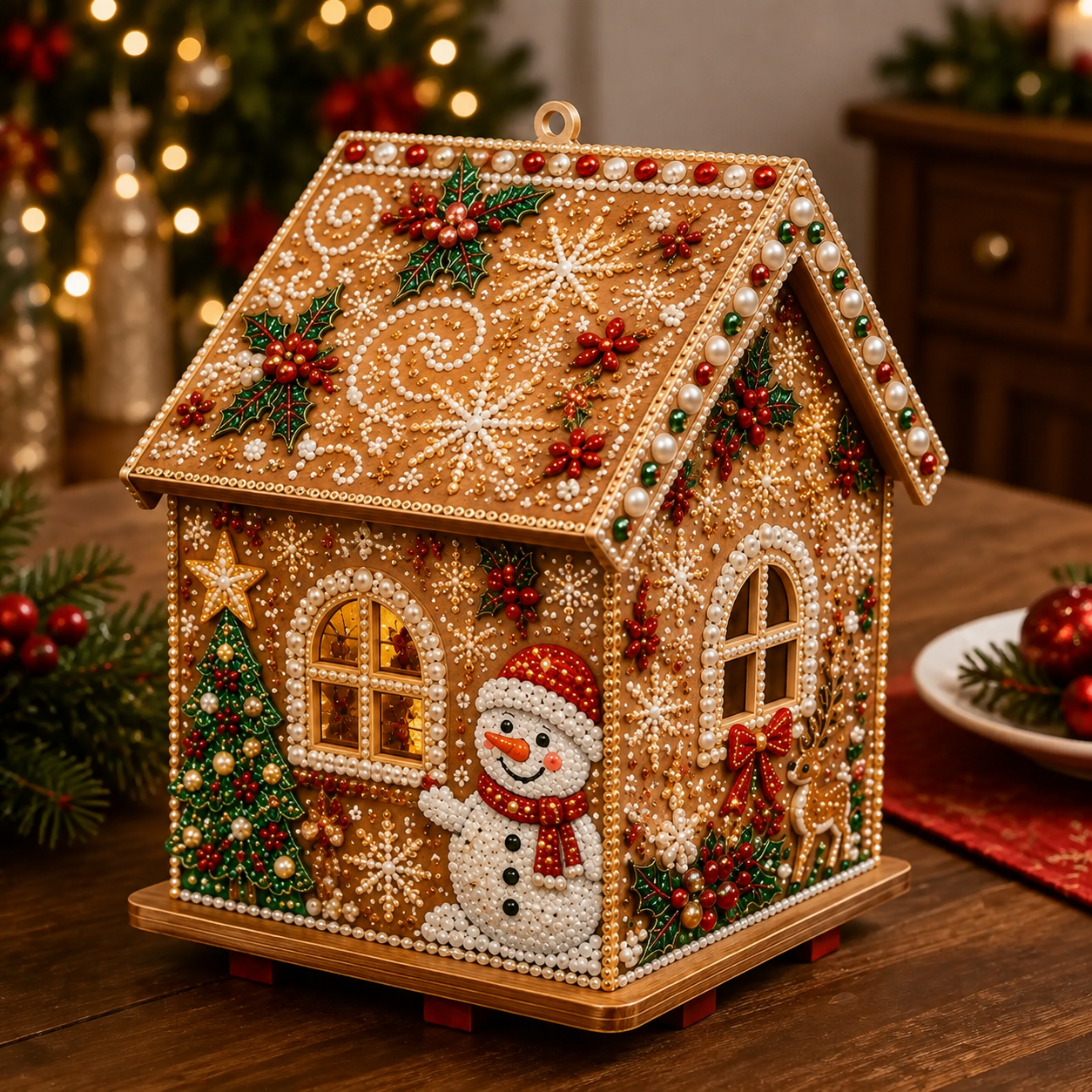 🎅 DIY-Weihnachtshaus-Set mit Perlenkunst – Gestalten Sie eine funkelnde, handgemachte Weihnachtsdekoration