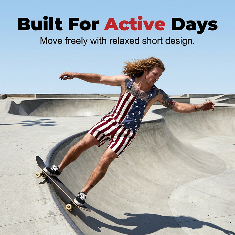 👖 LIMITED-TIME 50% OFF! 🇺🇸 American Flag Overalls Shorts – Unisex, Denim, Adjustable, Patriotic ✨