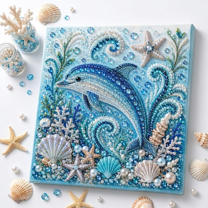 🌊Ocean Theme Pearl Art DIY Kit-Relaxing DIY Craft to Create Stunning Coastal Artwork