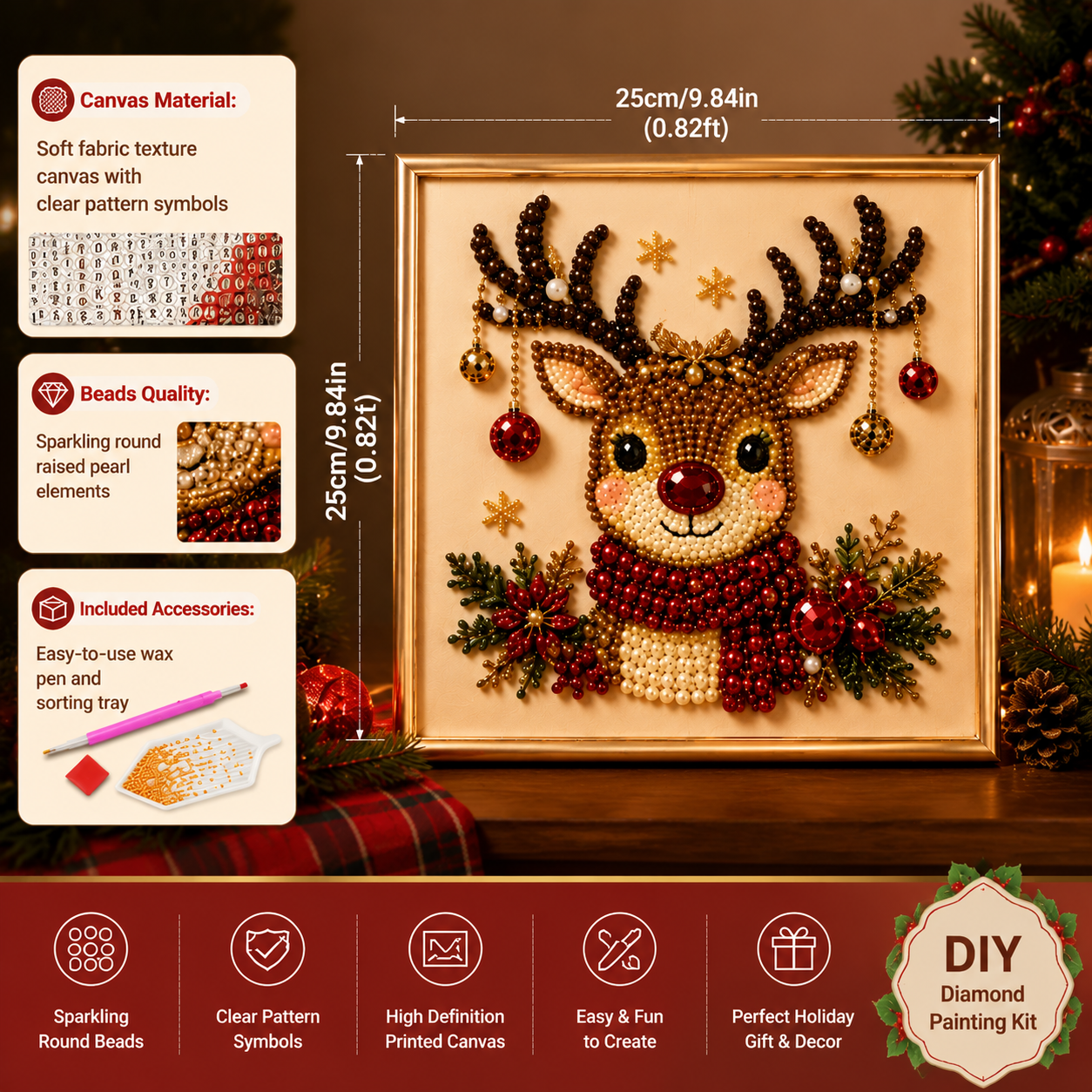💯DIY Christmas Pearl and Diamond Painting Kit for Beginners