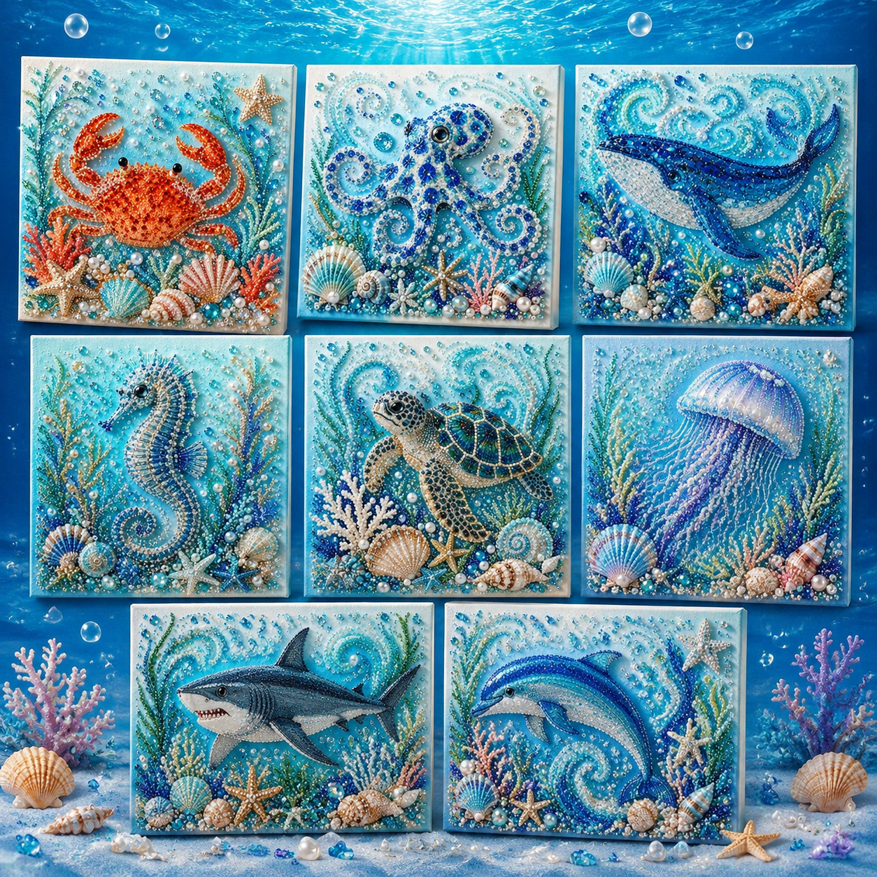 🌊Ocean Theme Pearl Art DIY Kit-Relaxing DIY Craft to Create Stunning Coastal Artwork