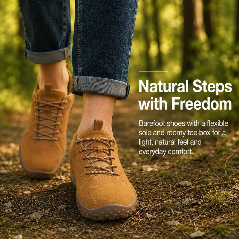 🔥 Last day: 49% off 🔥- Orthopedic Suede Barefoot Hiking Trainers | Wide Toe Box Walking Shoes - Unisex