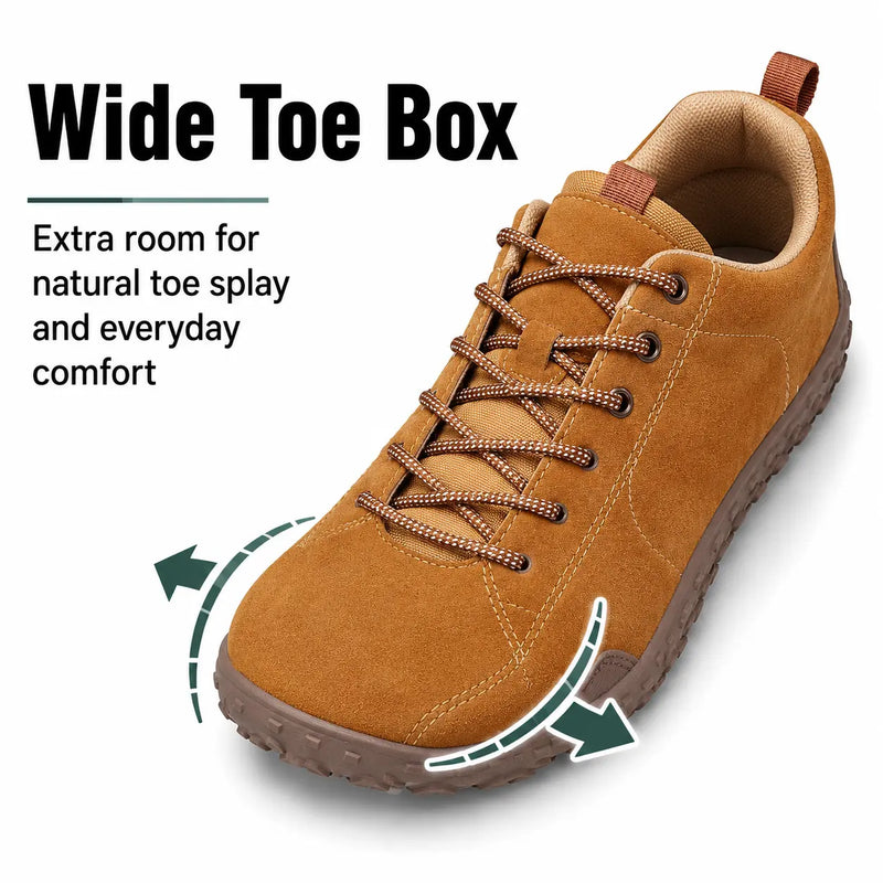 🔥 Last day: 49% off 🔥- Orthopedic Suede Barefoot Hiking Trainers | Wide Toe Box Walking Shoes - Unisex