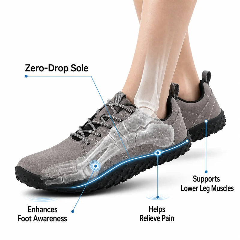 🔥 Last day: 49% off 🔥- Orthopedic Suede Barefoot Hiking Trainers | Wide Toe Box Walking Shoes - Unisex