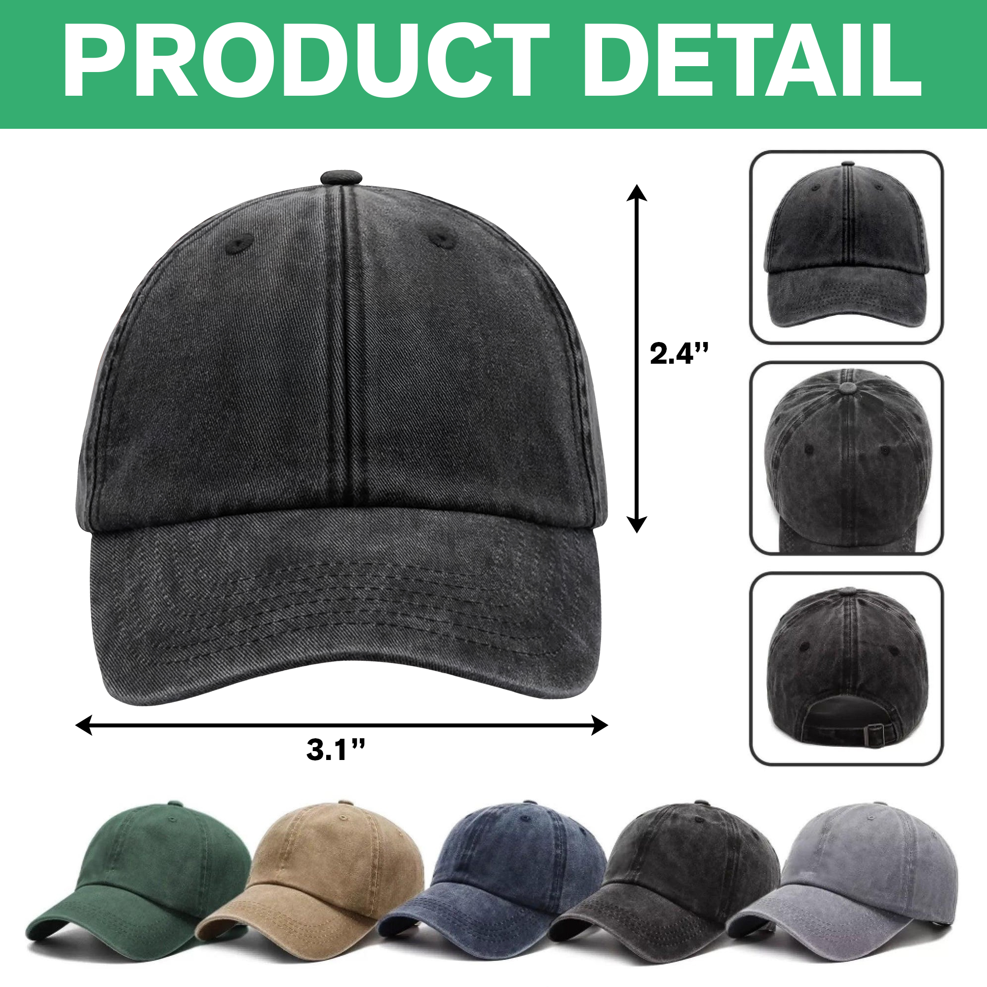 United We Stand 250th Anniversary USA Veteran Washed Denim Baseball Cap