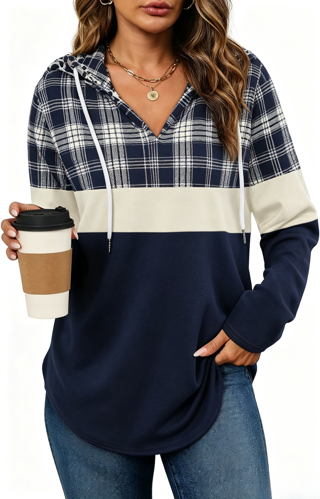 New Women's Autumn Plaid Hooded Long Top (2026)