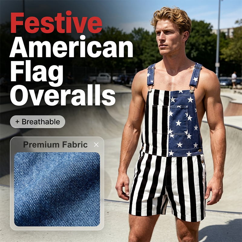 👖 LIMITED-TIME 50% OFF! 🇺🇸 American Flag Overalls Shorts – Unisex, Denim, Adjustable, Patriotic ✨