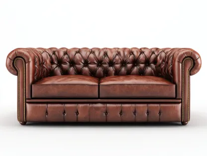 Sofá de 2 plazas de interior 180x90x75 cm - cuero marrón - estilo clásico-Pinemyloft