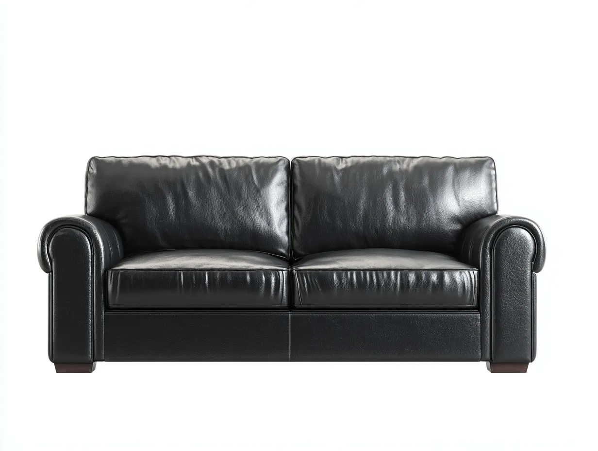 Sofás 2 plazas tapizado cuero sintético 170x90x80cm negro para salón - diseño contemporáneo-Pinemyloft