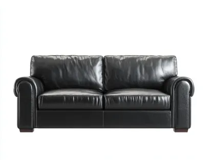 Sofás 2 plazas tapizado cuero sintético 170x90x80cm negro para salón - diseño contemporáneo-Pinemyloft