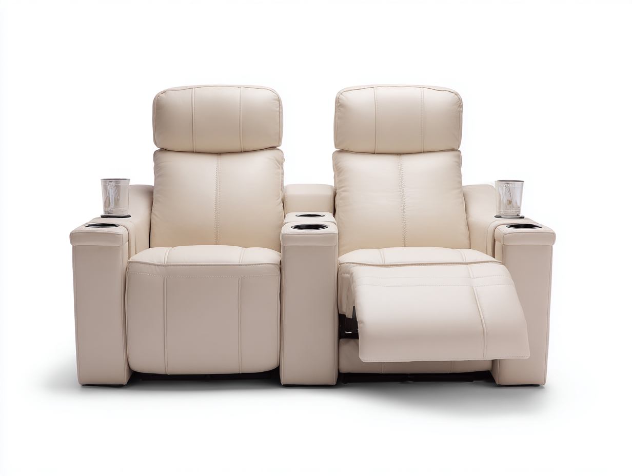 Sofá rinconero reclinable tapizado en cuero 190x95x105 cm - Beige - Diseño funcional-Pinemyloft