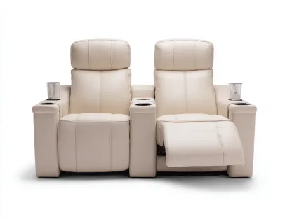 Sofá rinconero reclinable tapizado en cuero 190x95x105 cm - Beige - Diseño funcional-Pinemyloft