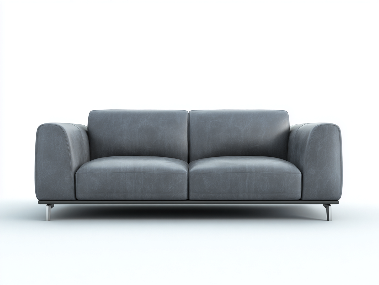 Sofá 2 plazas tapizado en cuero 180x90x80 cm - Gris - Diseño moderno-Pinemyloft