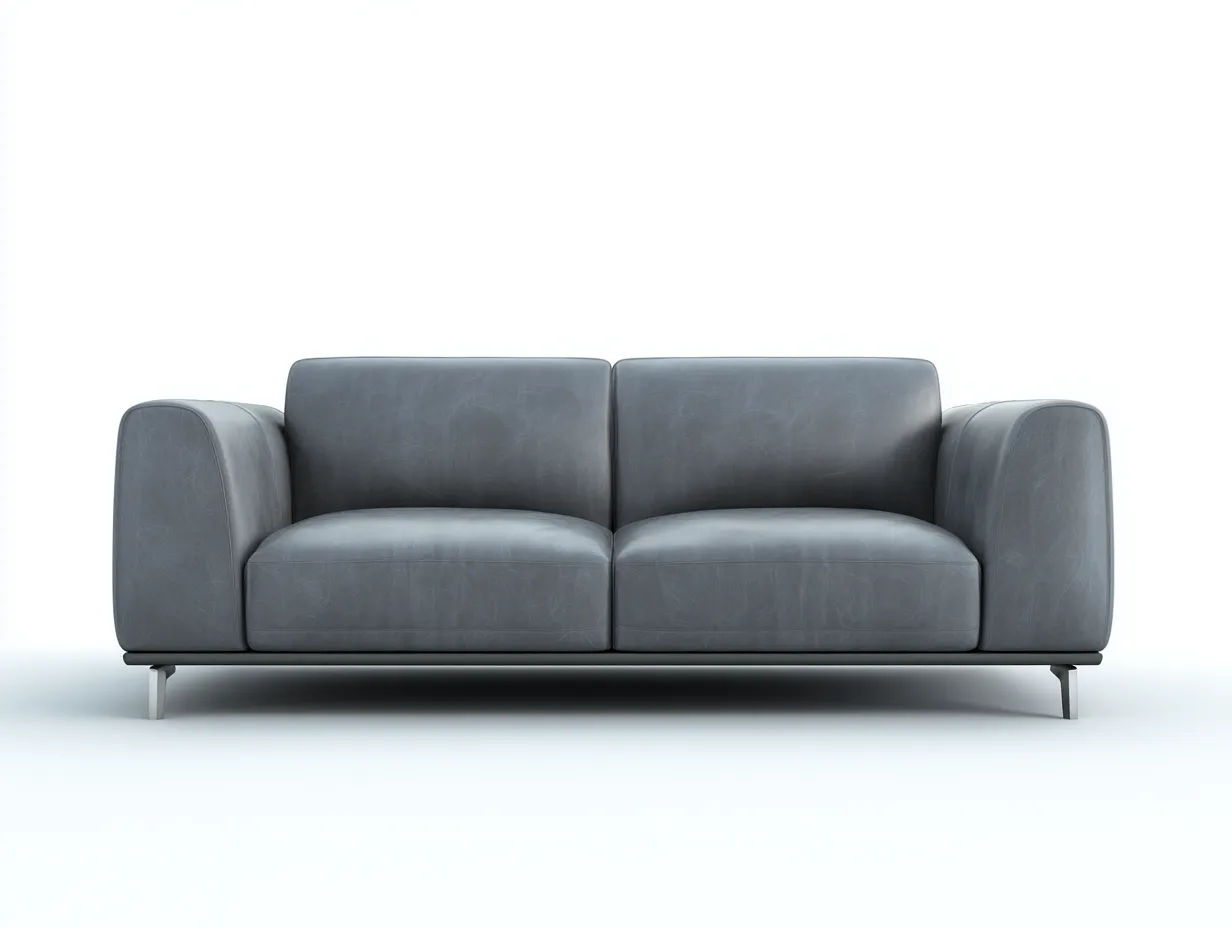 Sofá 2 plazas tapizado en cuero 180x90x80 cm - Gris - Diseño moderno-Pinemyloft