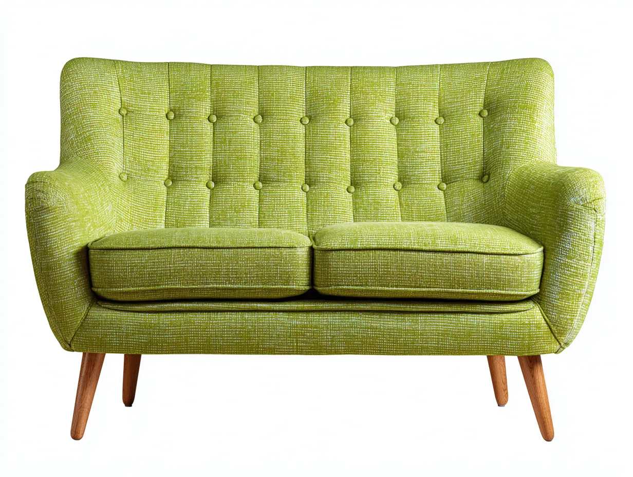 Sofá de 2 plazas de interior 150x85x80 cm - tejido verde - diseño moderno-Pinemyloft