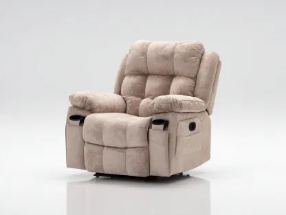 Sillón reclinable tapizado en tela 95x95x105 cm - beige - diseño acolchado para salón-Pinemyloft