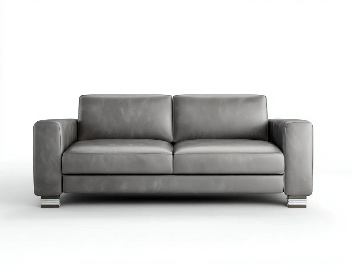 Sofás 2 plazas tapizado cuero sintético 175x90x80cm gris para salón - diseño moderno-Pinemyloft